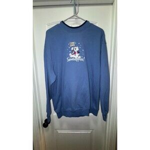 Vintage Snow Happens Polar Bear Christmas Sweatshirt Womens XL Blue Crewneck